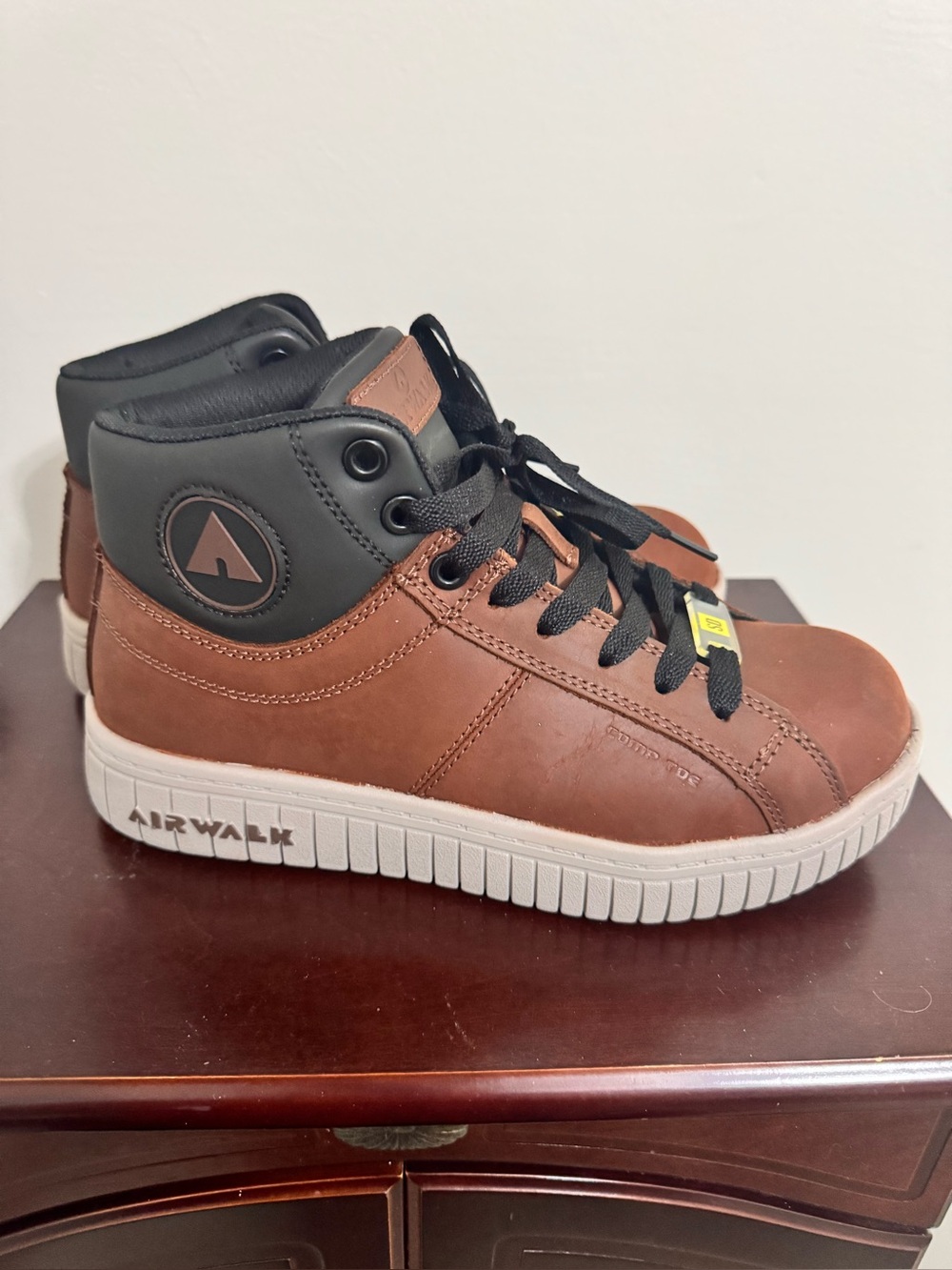 Airwalk Woman’s Brown and Black High-Top Steel Toed Shoes